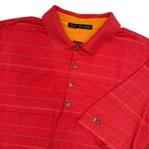 Tiger Woods Collection Golf‎ Polo Shirt Mens XL Red Striped Cotton Blend